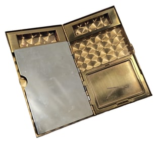 Vintage Brass & MOP Compact, Cigarette & Vanity Case