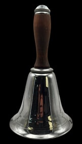 Vintage American Art Deco Wood & Chrome Bell Town Crier Cocktail Shaker