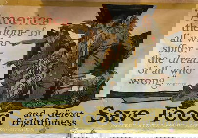 Rare & Large Antique WWI US Patriotic War Bond Poster