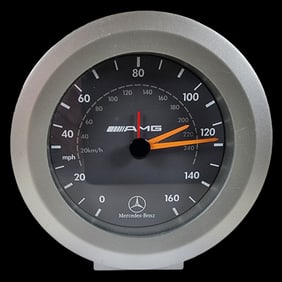 Vintage Mercedes-Benz AMG Speedometer Racing Wheel Metal Table Clock