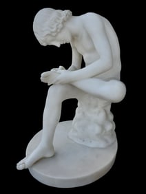 PIETRO FRANCHI (Italy, 1817-1878) "The Thorn Puller" / "Boy with Thorn" Carrara Marble Sculpture