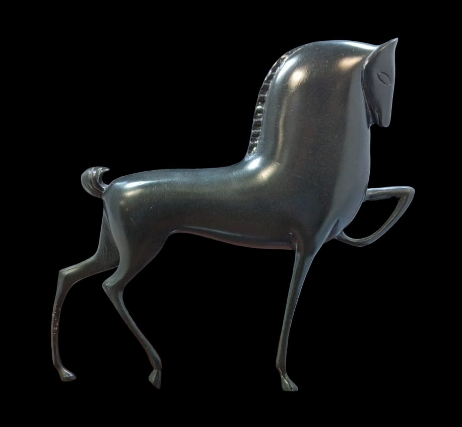 Vintage Art Deco Etruscan Style Bronze Horse Sculpture on Lucite Base (1 of 5)
