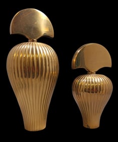 Pair of Vintage Vintage KINDER HARRIS STUTTGART Brass Perfume-Style Bottles w/Stopper