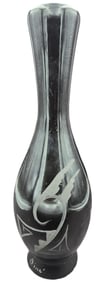 Vintage Cedar Mesa Navajo Black Ceramic Vase /w Embellishments - Signed