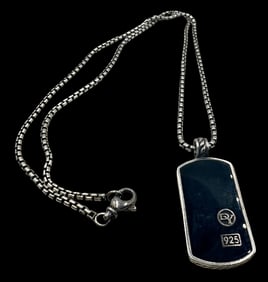 Vintage DAVID YURMAN Sterling Silver & Black Onyx Designer Pendant Necklace