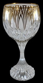 Rare Set of 2 BACCARAT Massena Crystal Goblets /w Gold Trim