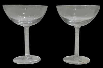 Set of 2 Vintage BACCARAT "PHALSBOURG" Crystal Champagne Glasses /w Original Boxes