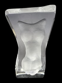 Vintage ERIKA HOGLUND for MATS JONASSON Sweden Frosted Crystal Nude Designer Sculpture
