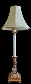 Vintage Japanese Handpainted SATSUMA Candlestick Table Lamp