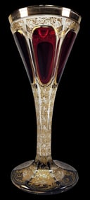 Antique MOSER Cabochon Gilt Red-to-Clear Claret Wine Goblet