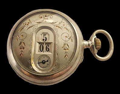 Rare Antique Swiss GEDEON THOMMEN 800 Silver Pocket Watch /w Digital Dial: This rare pocket watch was made around 1910 in Switzerland by GEDEON THOMMEN and features a very unusual jump hour digital dial. Very good antique condition with some wear and patina accroding to age;