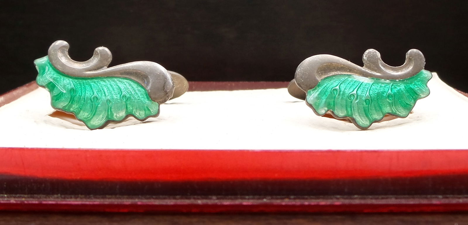 Vintage Mid-Century Modern Danish Sterling Silver & Enamel Cufflinks (1 of 7)
