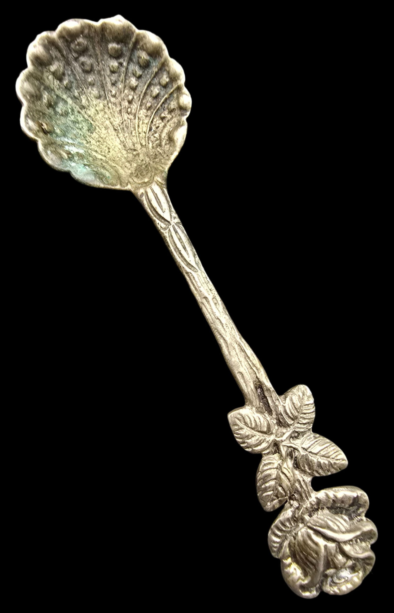 Ornate Vintage CHRISTOPH WIDMANN Germany 800 Silver Salt Spoon /w Rose Design Handle (1 of 5)
