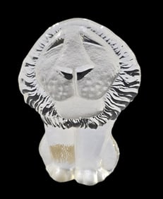 Vintage ROYAL KRONA Sweden Crystal Lion Sculpture