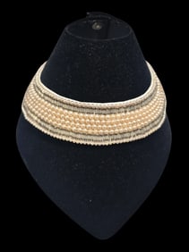 Vintage Handmade Japanese Collar Pearl Costume Jewelry Necklace