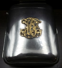 Antique ca. 1900 Sterling Silver & 14K Gold Cigarette Case /w Match Case & Striker