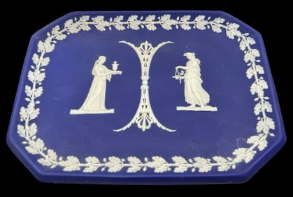 Large Vintage WEDGWOOD Dark Blue Jasperware Plate