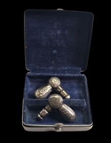 Rare 1920s WEIMER Sterling Silver Hearing Aids in Silver Box