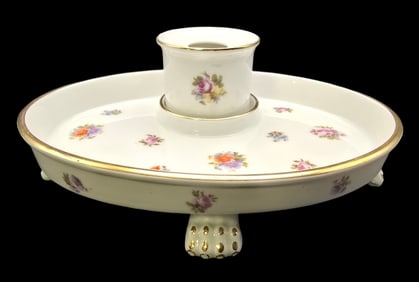 Antique European Hand Painted Porcelain Inkwell