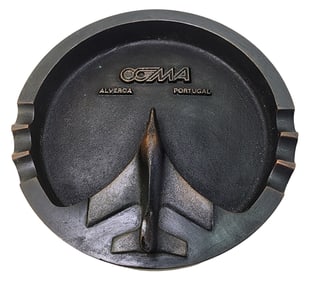 Rare Heavy Vintage Cast Bronze Airplane Ashtray