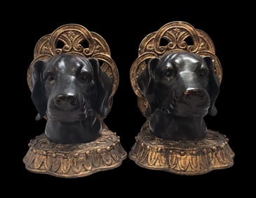 Pair of Vintage Resin Hunting Dog Themed Bookends