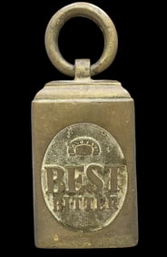 Antique Cast Metal Horse Wagon Ring-Top Tether Weight "Best Bitter"