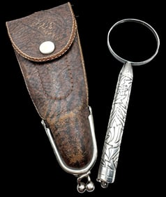 Vintage TIFFANY & CO Sterling Silver Magnifying Glass /w Leather Pouch