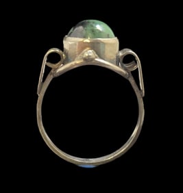 Vintage Mid-Century Modern 830 Silver & Green Gemstone Ring