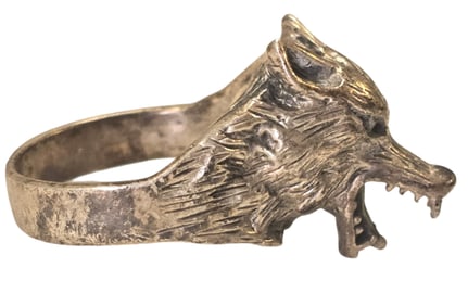 Vintage Sterling Silver Wolf Head Ring