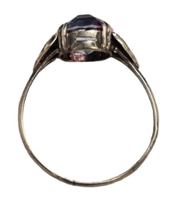 Vintage European 830 Silver & Rainbow Glass Stone Ring
