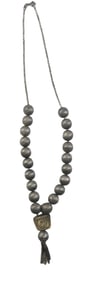 Very Rare Vintage Sterling Silver Ball chain /w Greek 14K "Saracakis" Fob