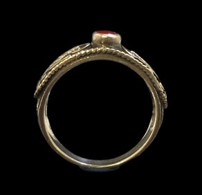 Vintage Sterling Silver & Red Gemstone Ring