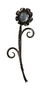 Antique 800 Silver & Blue Gemstone Flower Brooch