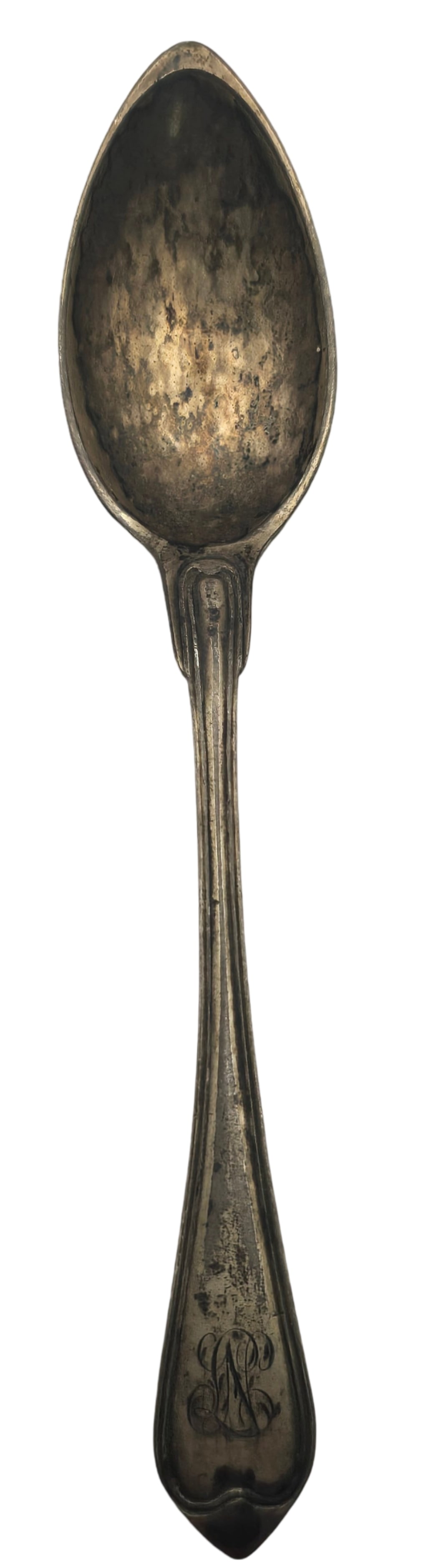 Antique Sterling Silver Spoon: Good vintage condition with some wear and patina according to age. Measures approx. 5 3/4" long. Marked. SHIPPING: We ship in-house and charge a flat fee of $12 for any order of 5 small items (rings, 