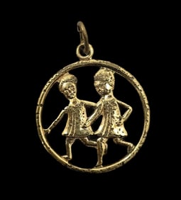Vintage Gold-tone Metal Twins Pendant