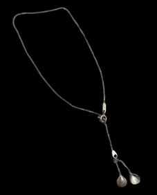 Vintage European 835 Silver Shell Pendant Necklace