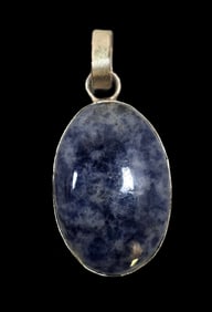 Vintage Mid-Century Sterling Silver & Sodalite Pendant