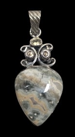 Unusual Vintage Sterling Silver & Gemstone Pendant
