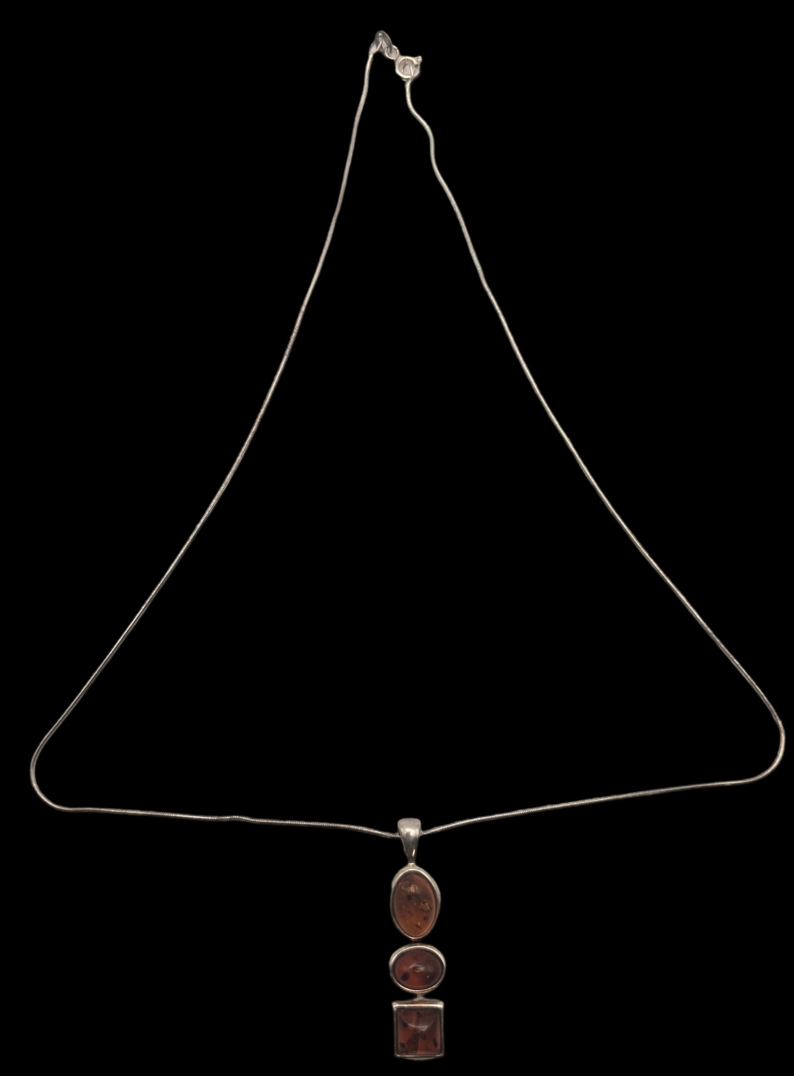 Vintage Mid-Century Modern Sterling Silver & Baltic Amber Pendant Necklace (1 of 5)