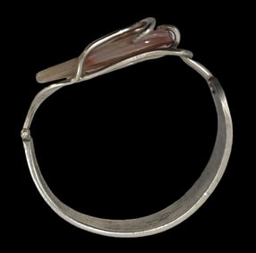 Very Unusual Antique British Silverplate Fork & Agate Bracelet