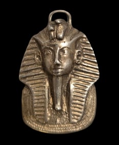 Very Large & Unusual Vintage Sterling Silver Egyptian Revival Mask Pendant