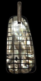 Very Unusual Vintage Mexican Sterling Silver, Mother of Pearl & Enamel Designer Pendant