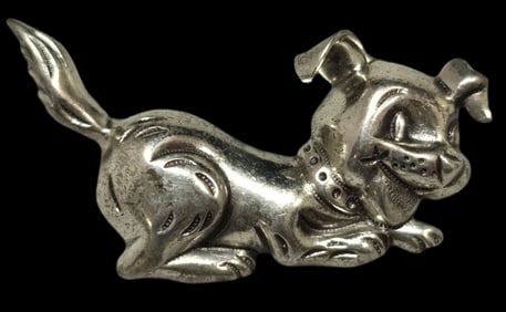 Vintage BEAU Sterling Silver Dog Designer Brooch Pin