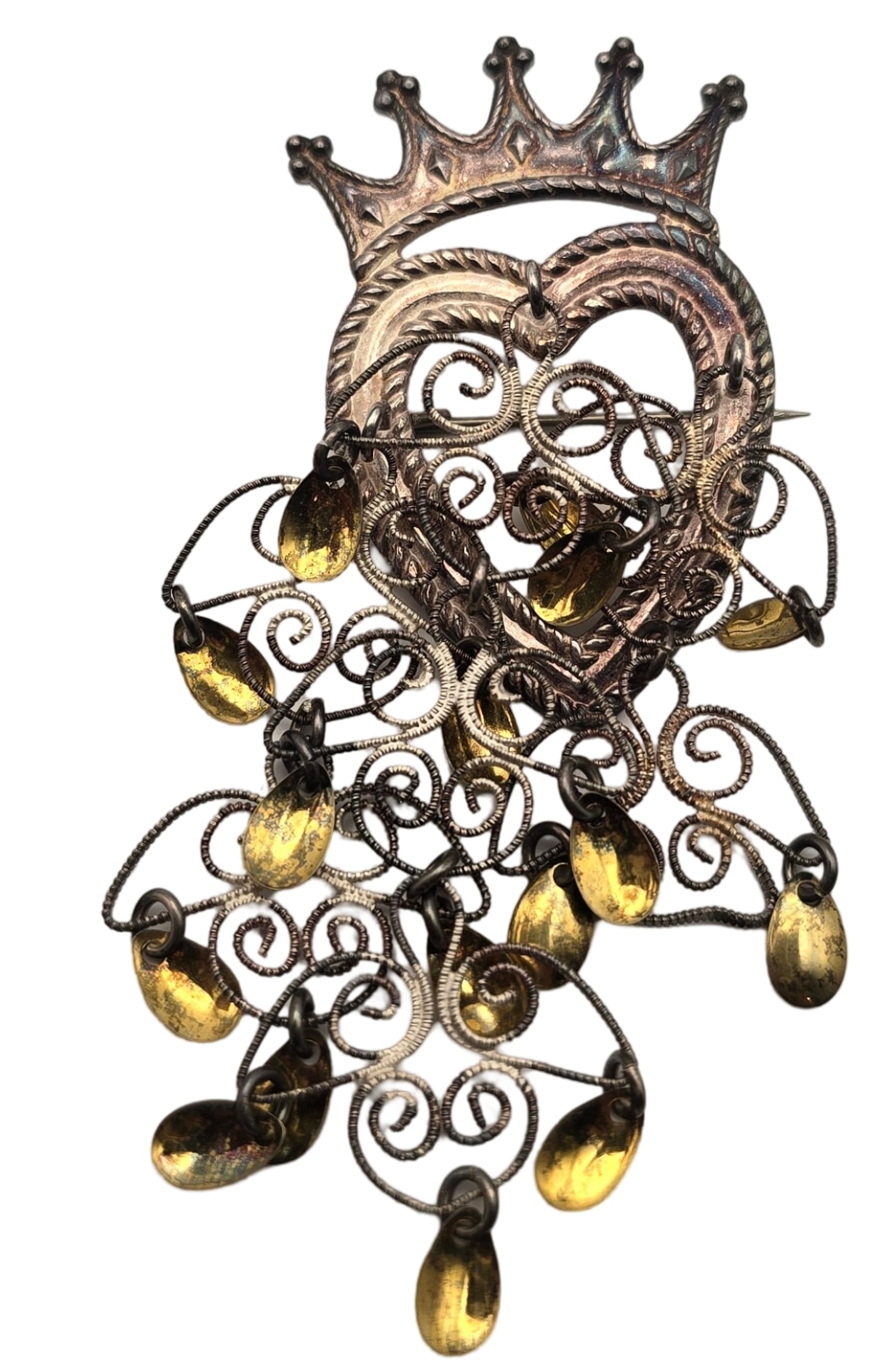 Rare Vintage Norwegian Sterling Silver Solje Heart Designer Pin Brooch (1 of 6)