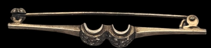 Unusual Vintage European 835 Silver & Rhinestone Bar Pin - Signed