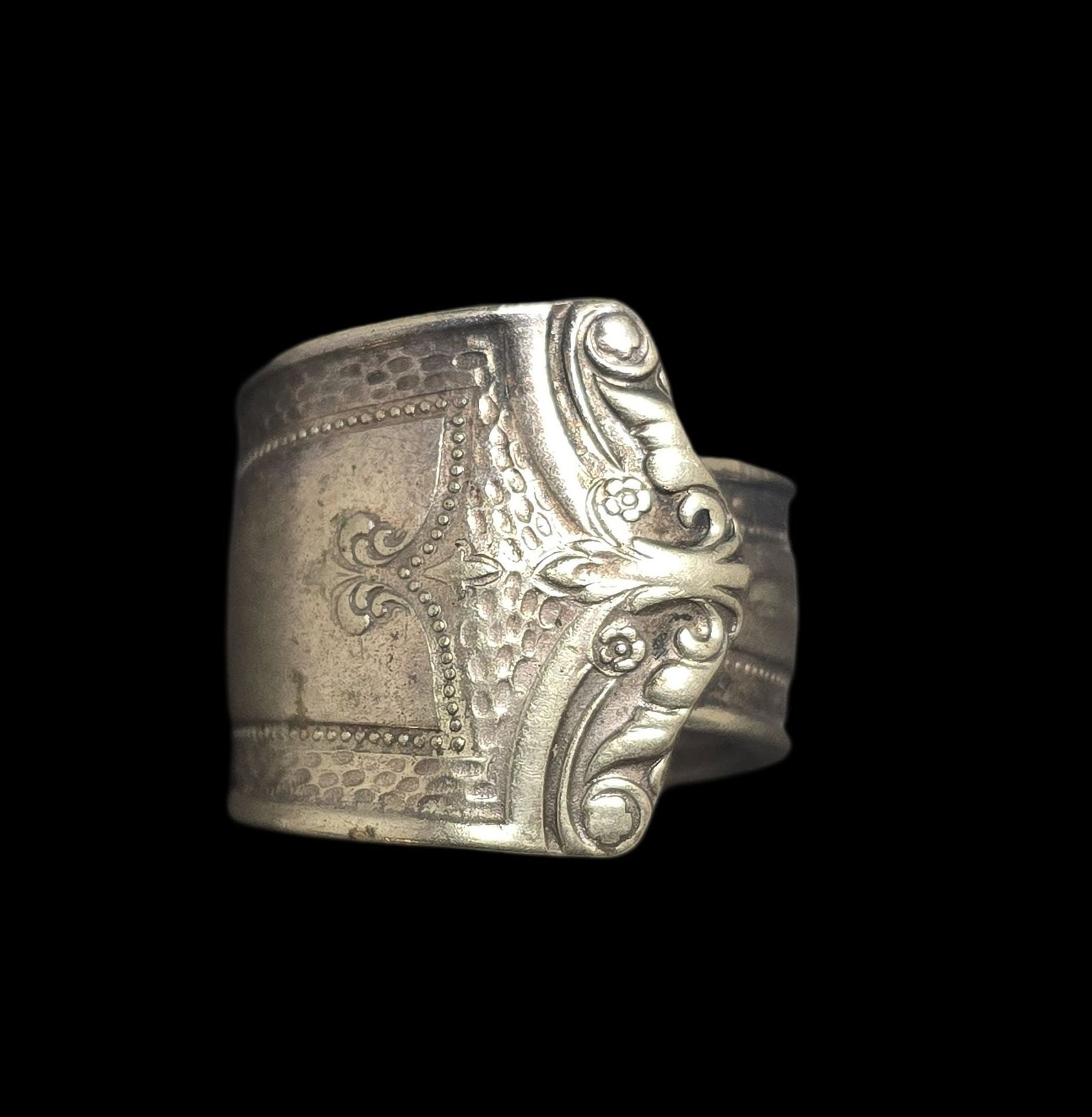 Unusual Vintage Sterling Silver Ring made from an Antique Silver Spoon (1 of 6)