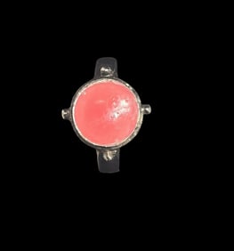 Vintage Mid-Century Handmade Indian Sterling Silver & Red Enamel Ring