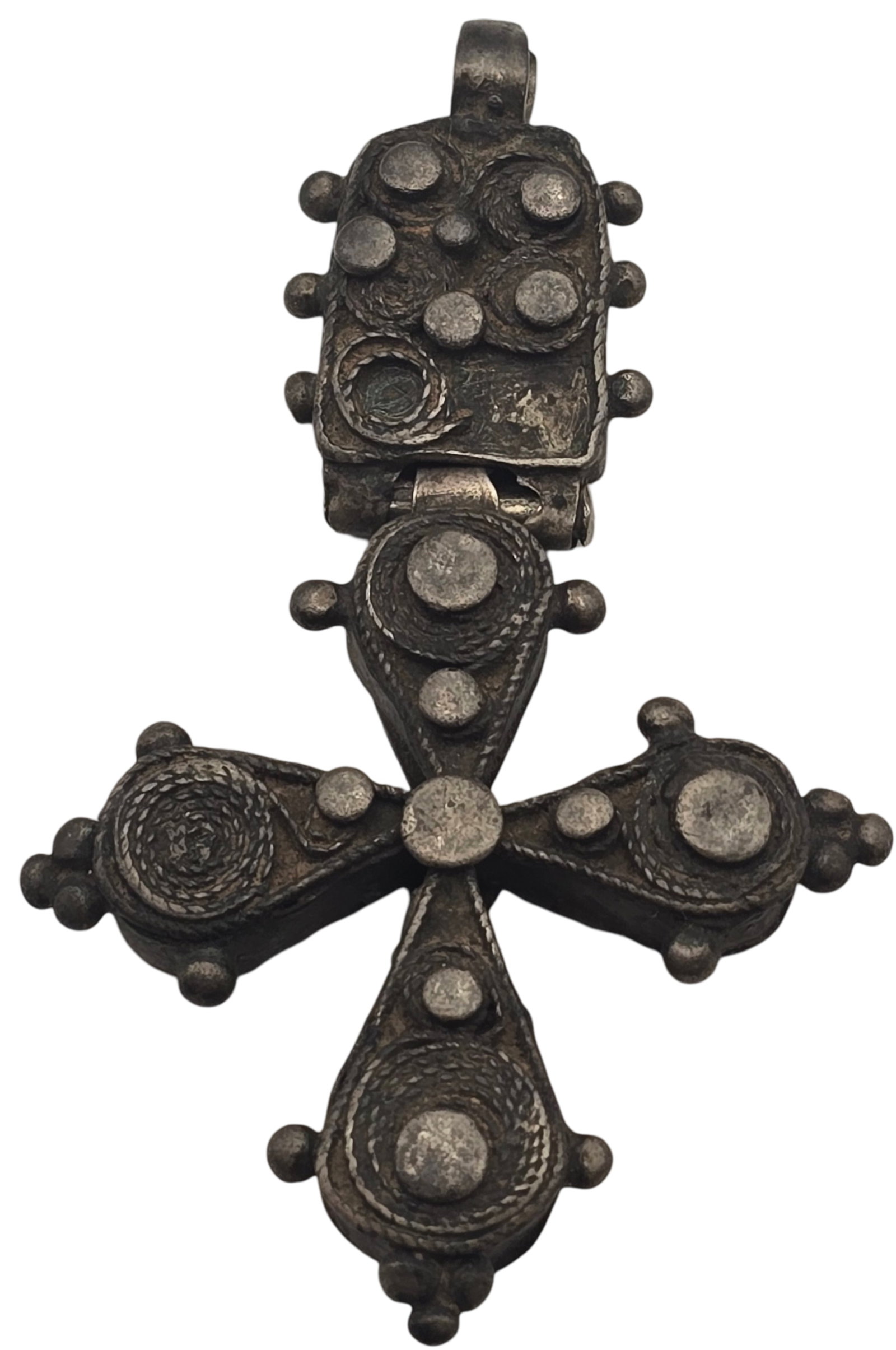 Rare Vintage Hinged  Christian / Coptic Ethiopian Silver Cross Pendant (1 of 4)