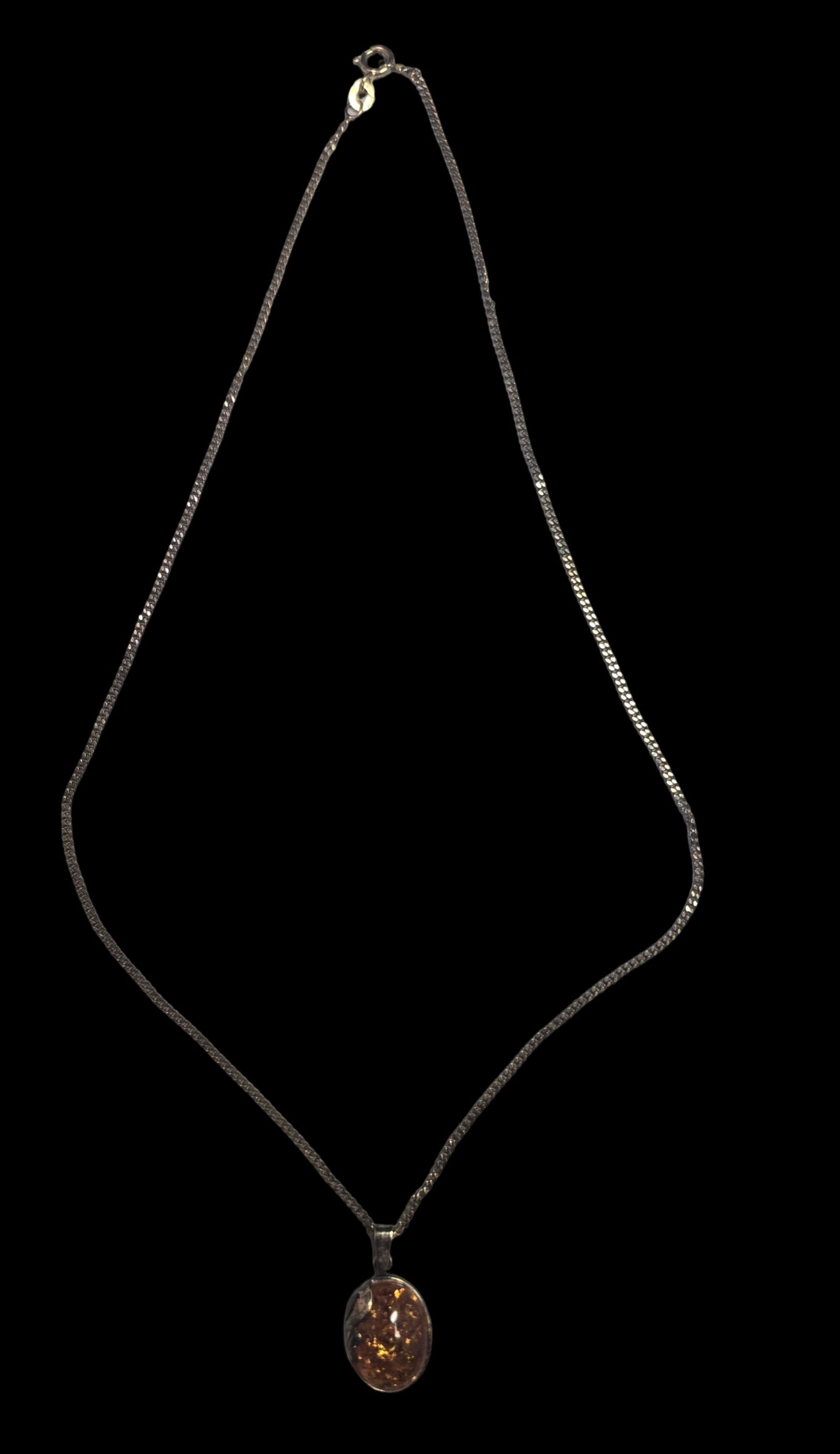 Vintage Sterling Silver & Amber Pendant Necklace (1 of 5)