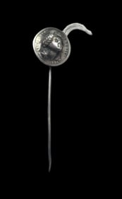 Unusual Antique Art Nouveau Sterling Silver Pin made from a 1904 Silver Dime